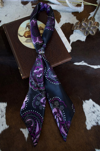 Black & Purple Floral Paisley Double Sided Wild Rag