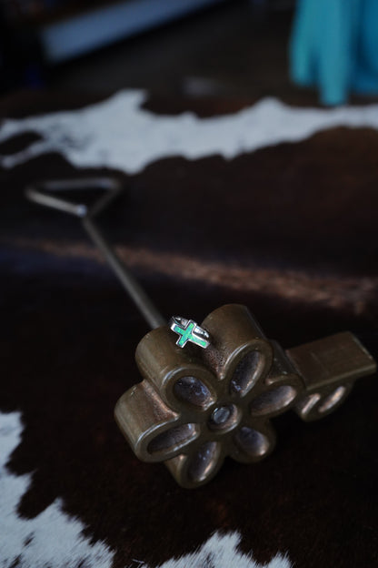 Green Opal Cross Ring - Sz 5