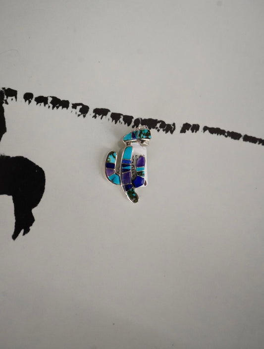 Evangline David Multistone Inlay Cactus Pendant