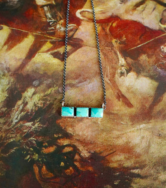 Square Kingman Turquoise Bar Necklaces