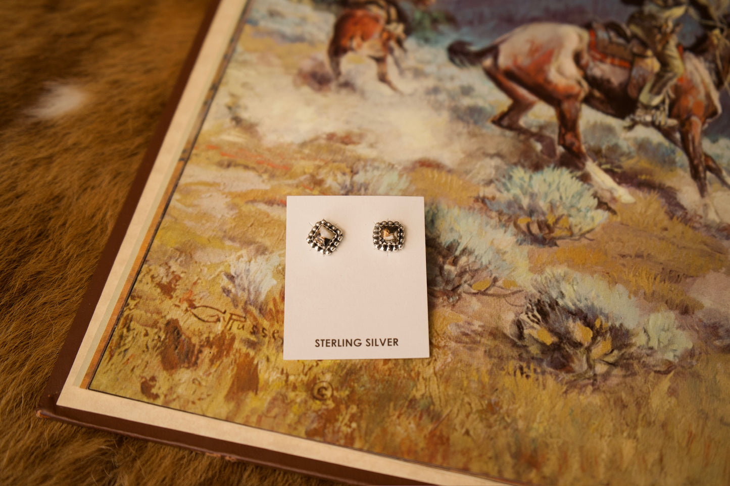 Square Turquoise Stud Earrings