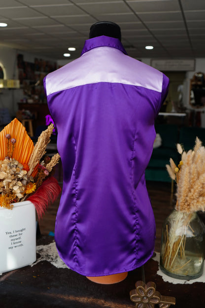 3XL - Purple Satin w/ Lavender Button Down