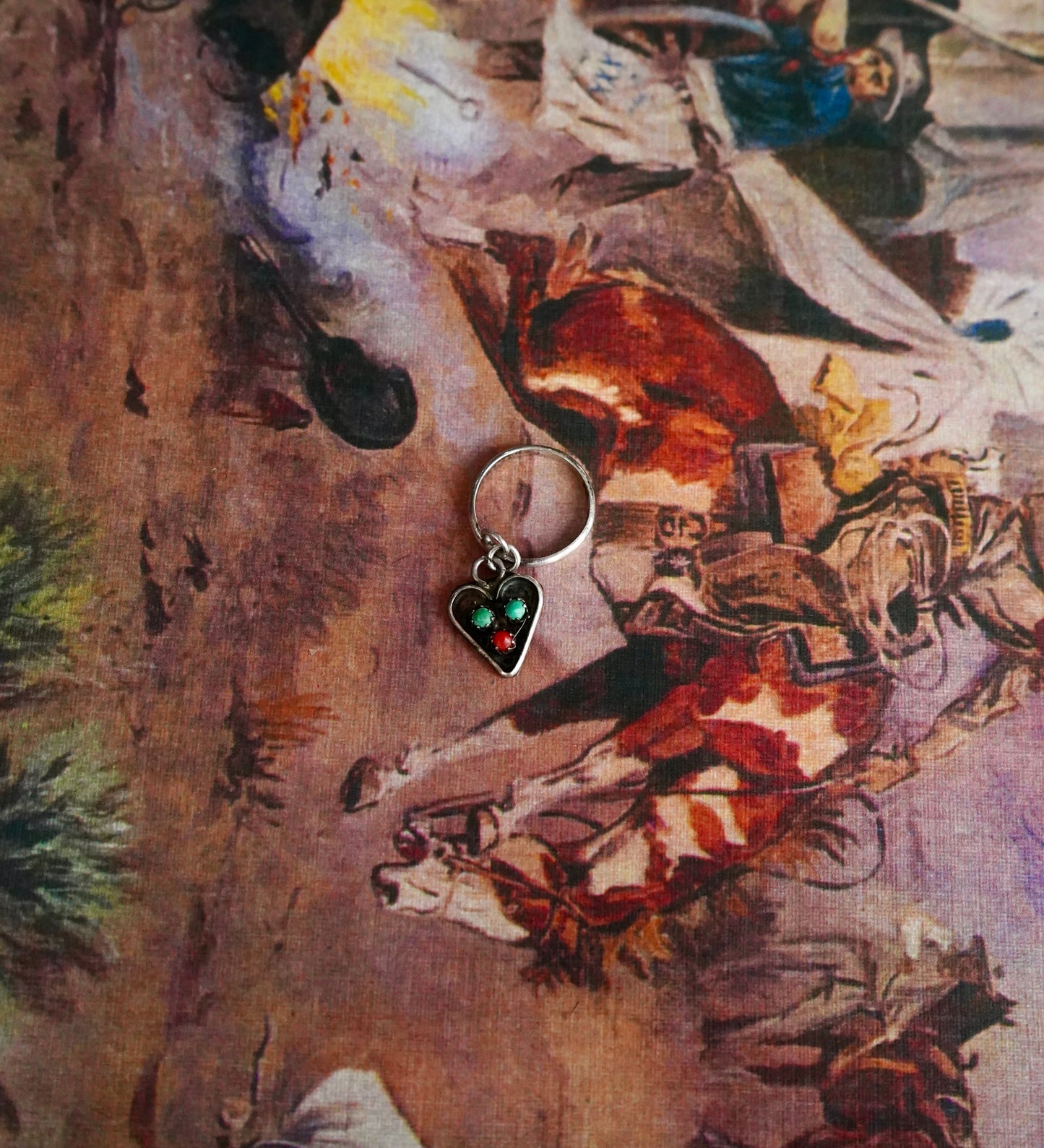 Vintage Zuni Shadow Box Middi Ring - Sz 2.75