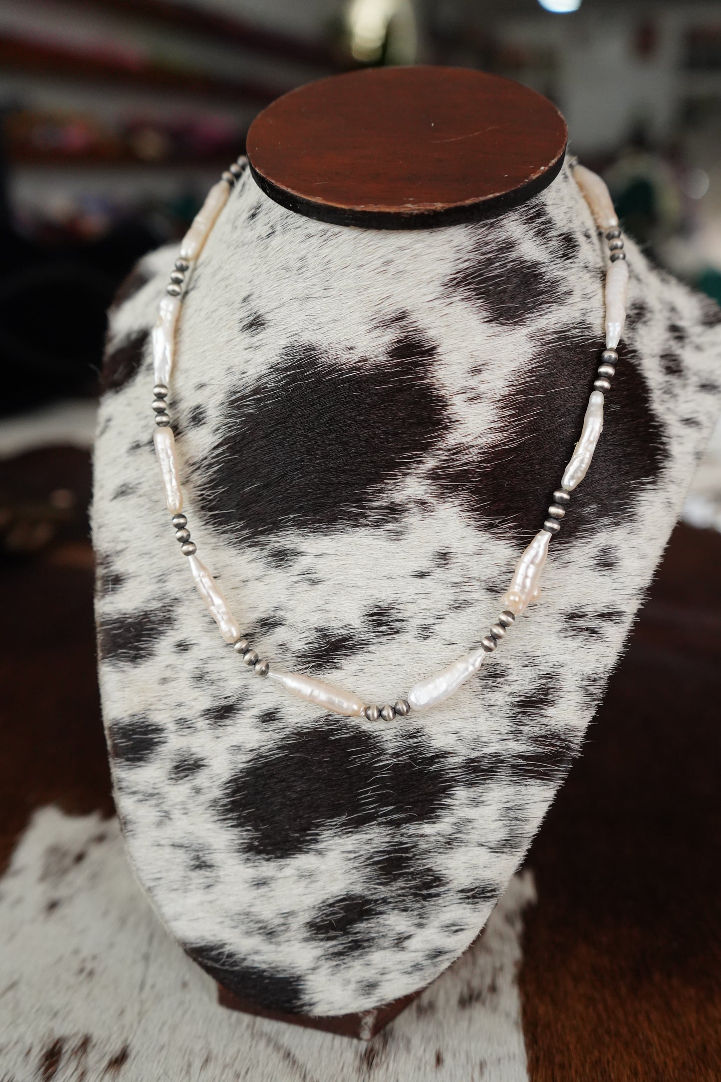 Torpedo Freshwater Pearls & Silver Pearls Necklace - 18”