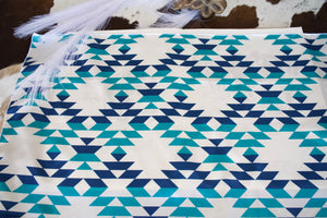 Teal, Blue, and White Aztec Rag