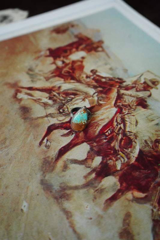 Turquoise Teardrop w/ Rope Band Ring - Adj