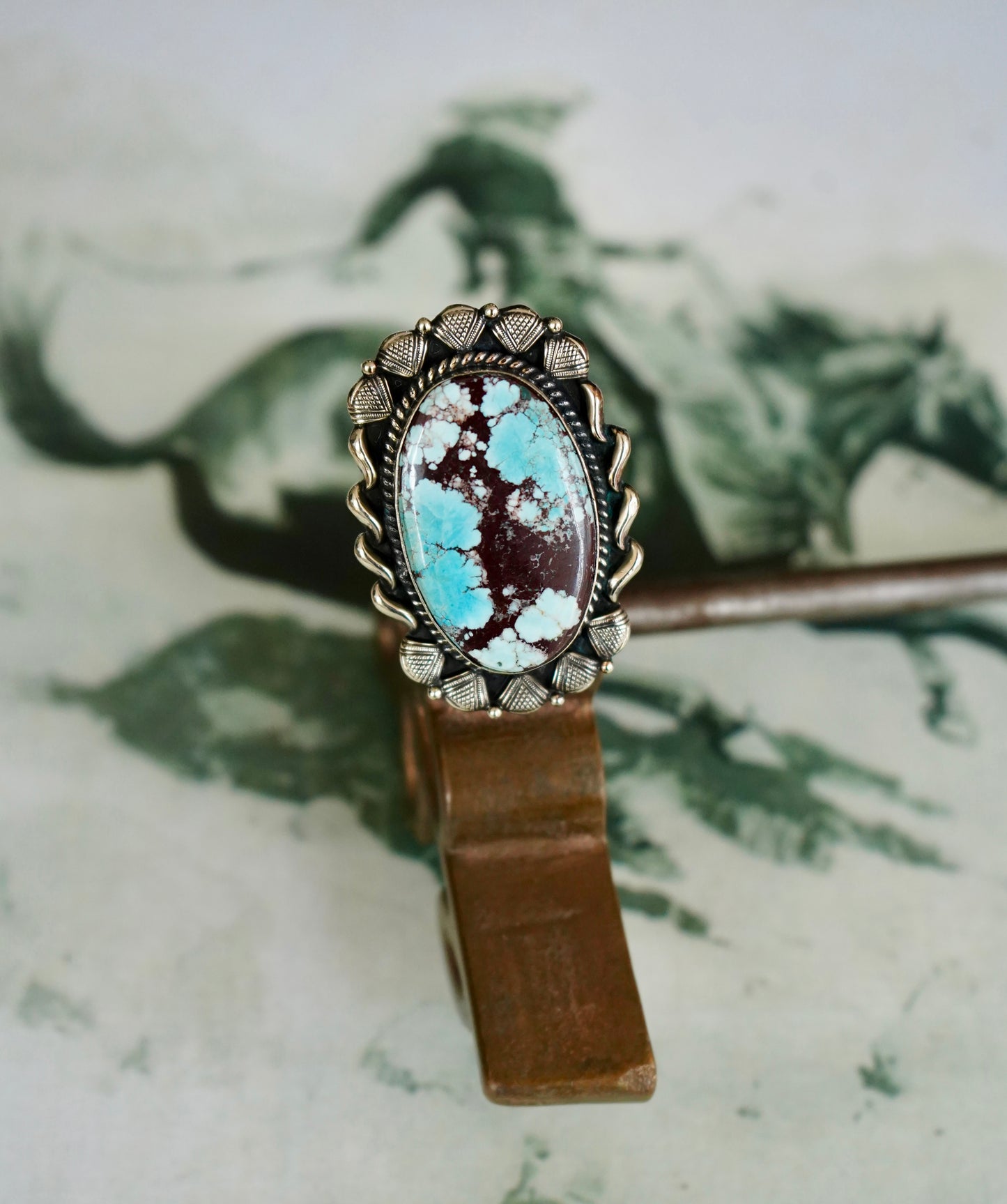 Large Nevada Turquoise Ring - Adj
