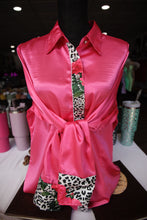Load image into Gallery viewer, L - Snow Leopard on Hot Pink Satin