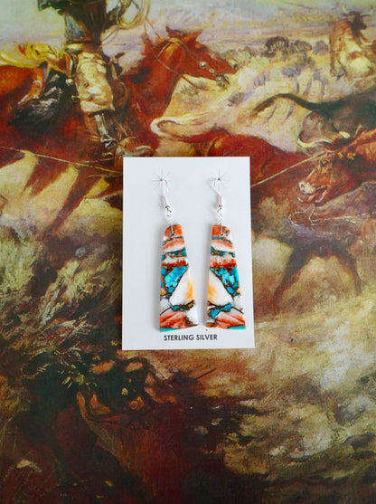 Turquoise Slab Fish Hook Earrings