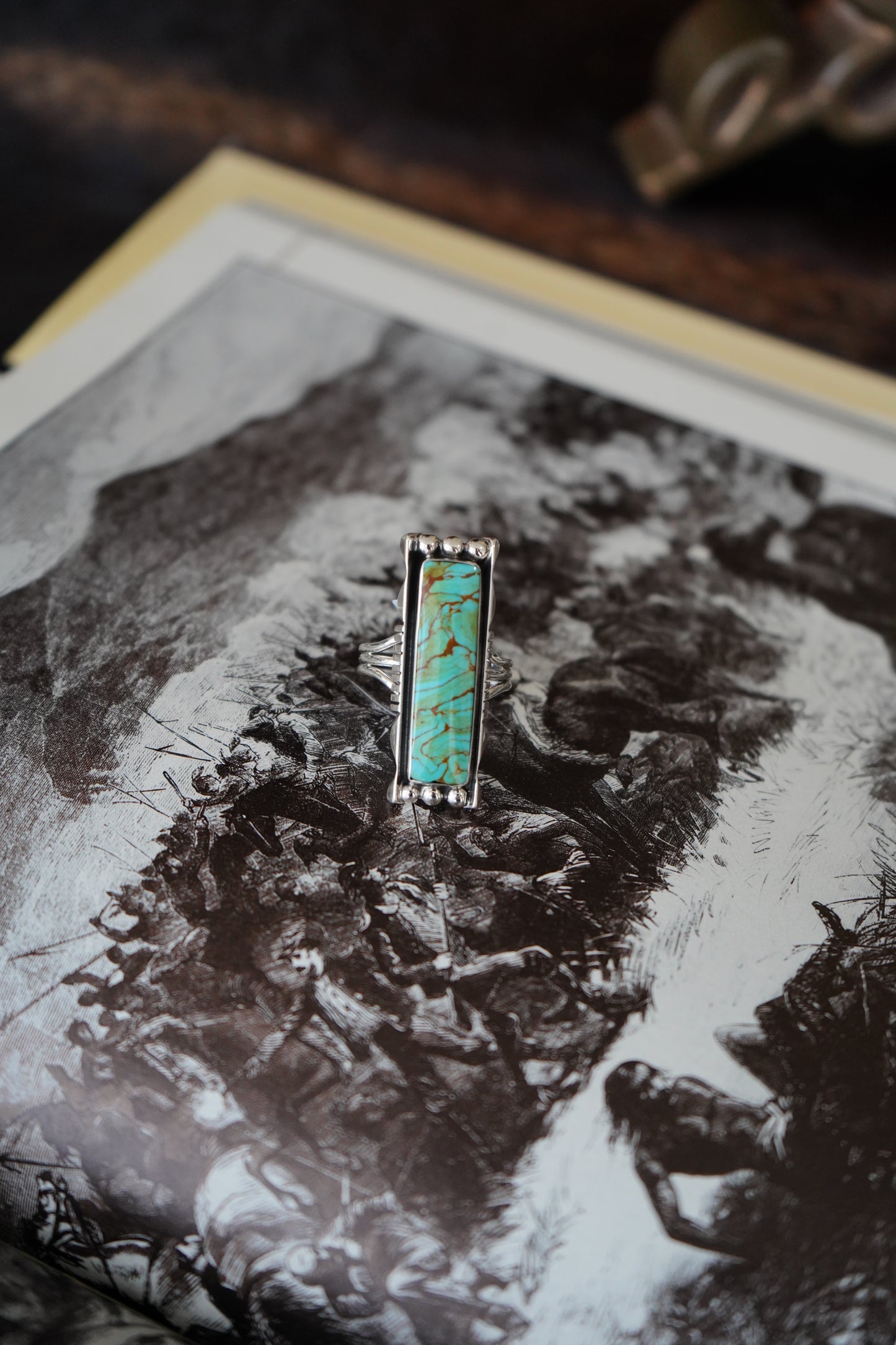 Turquoise Bar Statement Ring - Sz 11