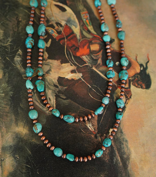 4mm Copper Pearls w/ Turquoise Necklaces