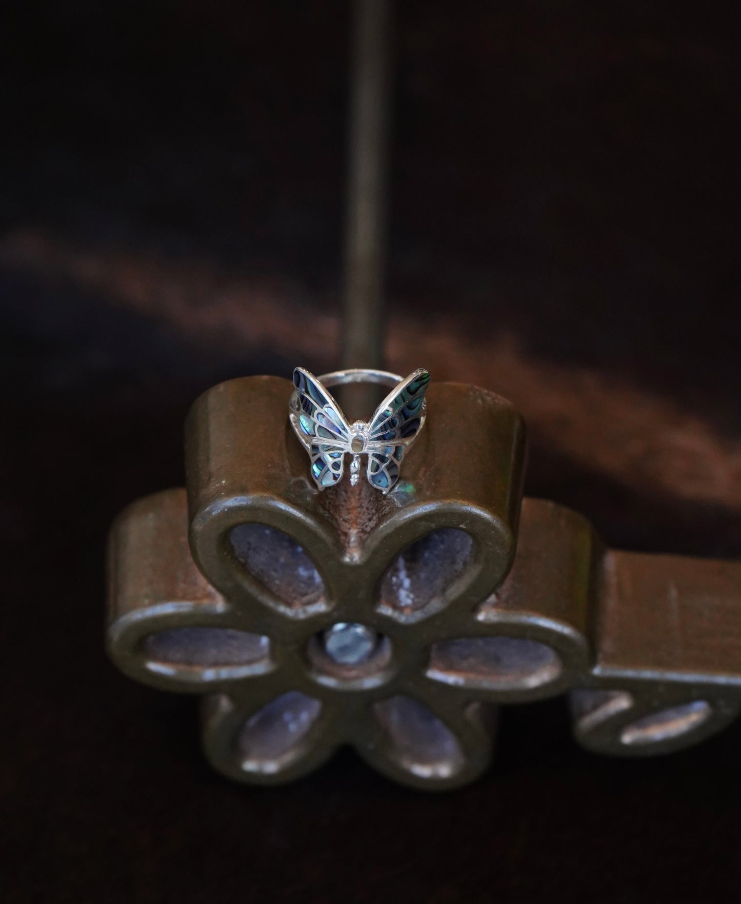 Abalone Inlay Butterfly Ring - Sz 10