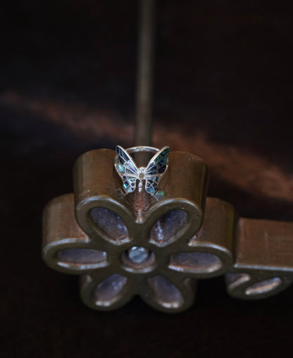 Abalone Inlay Butterfly Ring - Sz 10