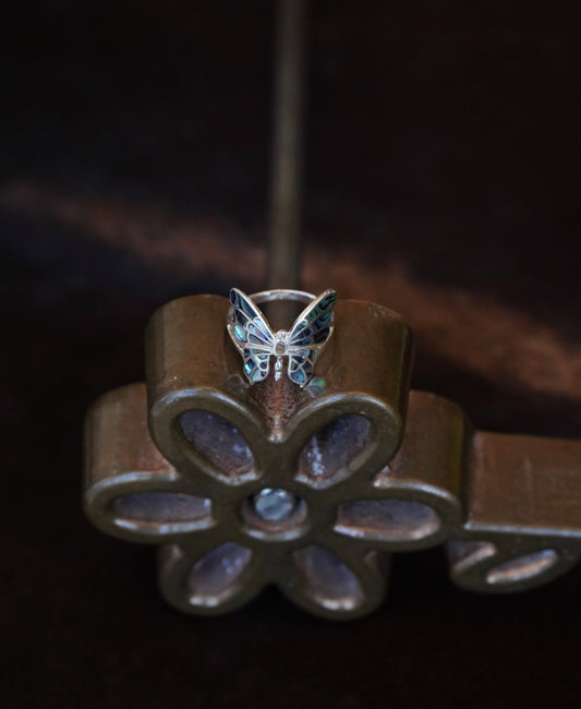 Abalone Inlay Butterfly Ring - Sz 10
