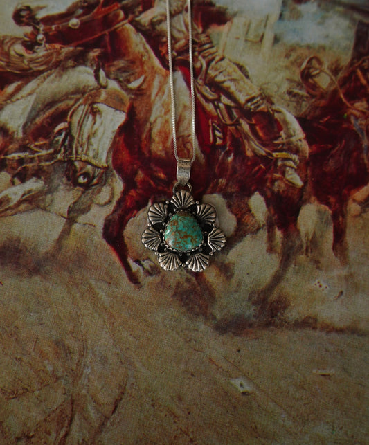 Turquoise Shell Flower Pendant