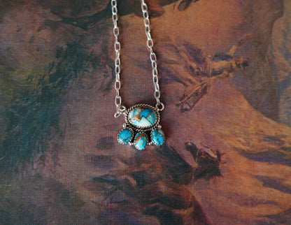 Turquoise 4 Stone Cluster Necklaces