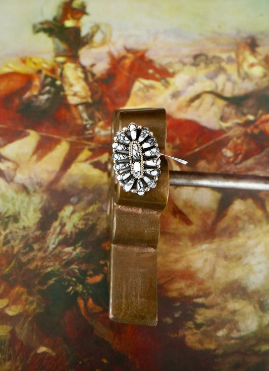 Rosana Wiliams Oval White Buffalo Cluster Ring - Sz 10