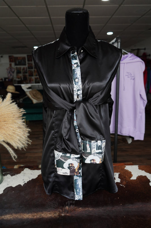 2XL - Tombstone on Black Button Down