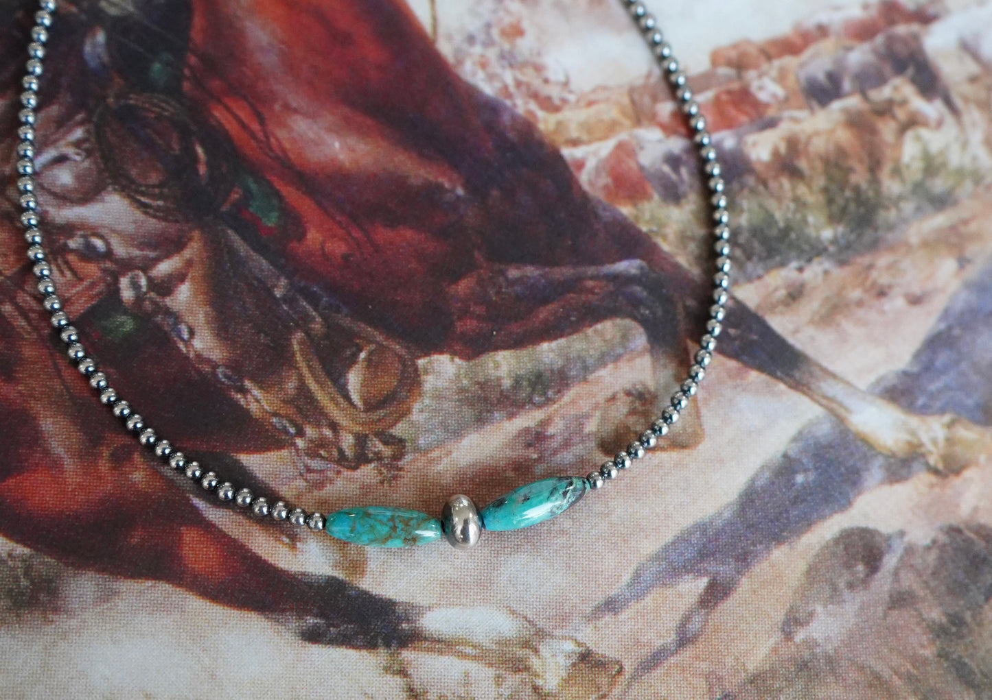 2 Stone Torpedo Turquoise Necklace - 15”