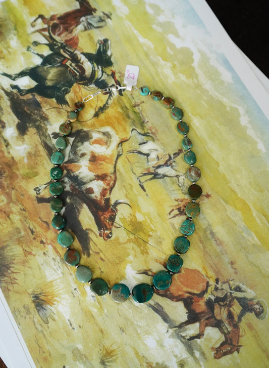 Turquoise Coin Necklace - 20”