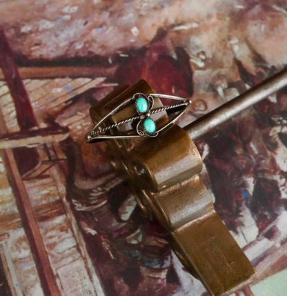 Vintage Turquoise 2 Stone w/ Silver Swirls Cuff