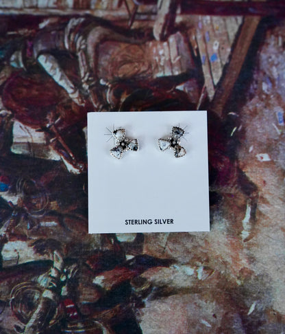 3 Stone Pinwheel Stud Earrings