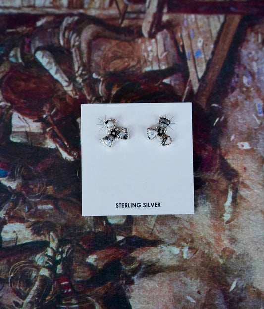 3 Stone Pinwheel Stud Earrings