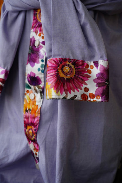 PRELOVED Croft&Barrow 15 1/2 x 32/33 - Lavender w/ Autumn Sunflowers Button Down
