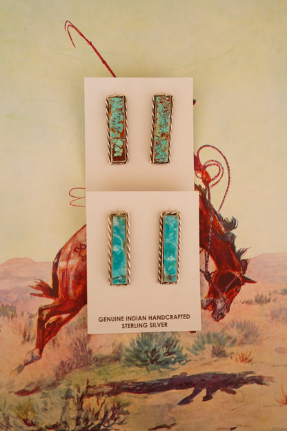 Steve Francisco Turquoise Bar Stud Earrings