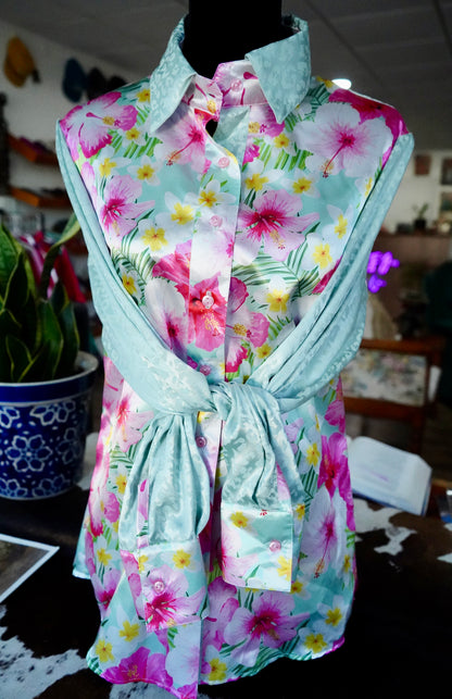 Daisy Original Hawaiian w/ Mint Cheetah Button Down - Size 16