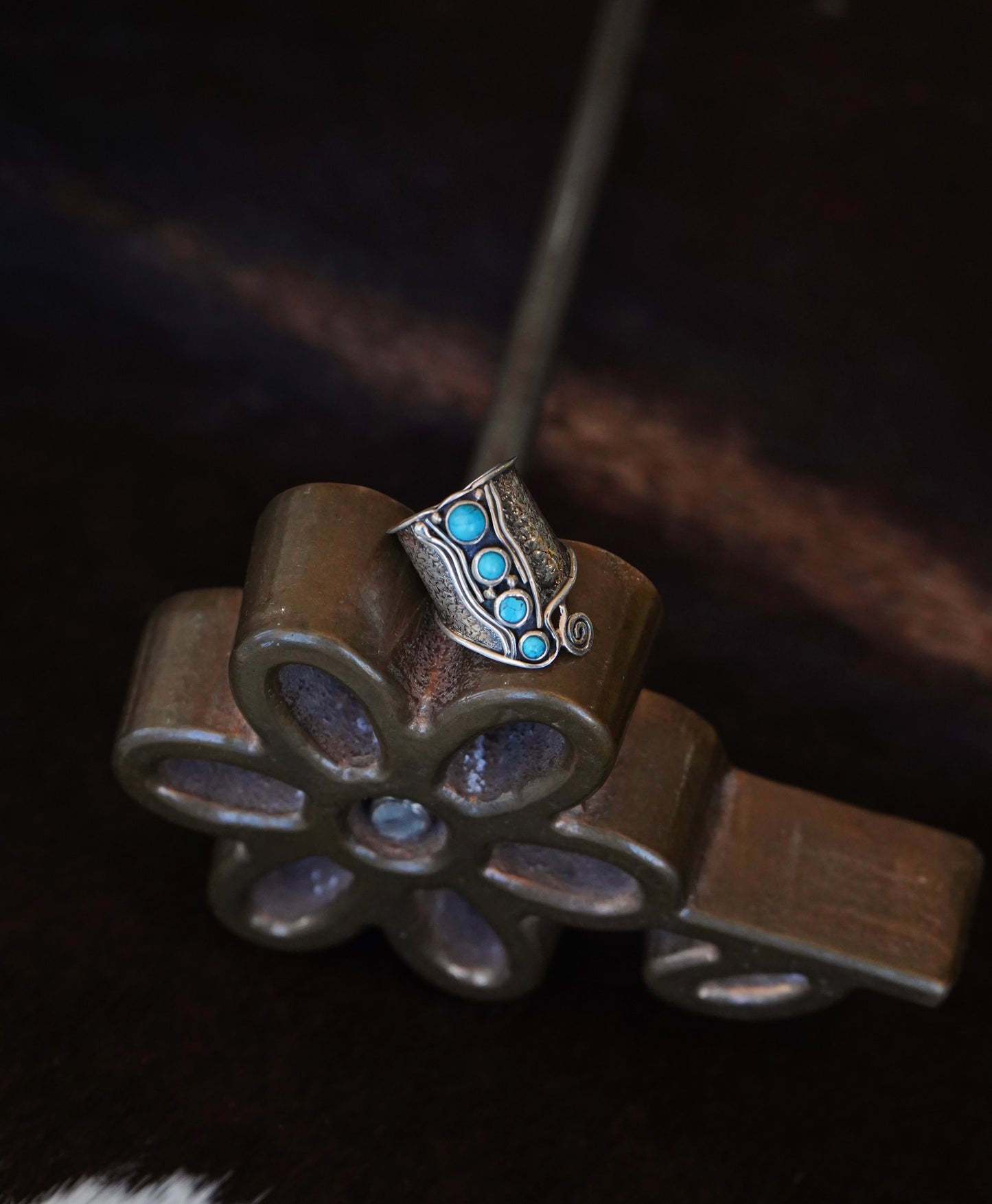 4 Stone Turquoise Band Ring - Sz 6.5