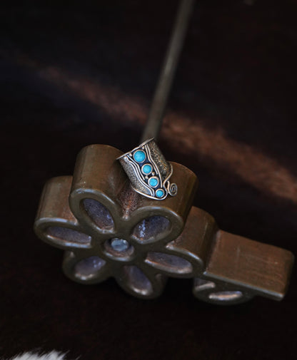 4 Stone Turquoise Band Ring - Sz 6.5