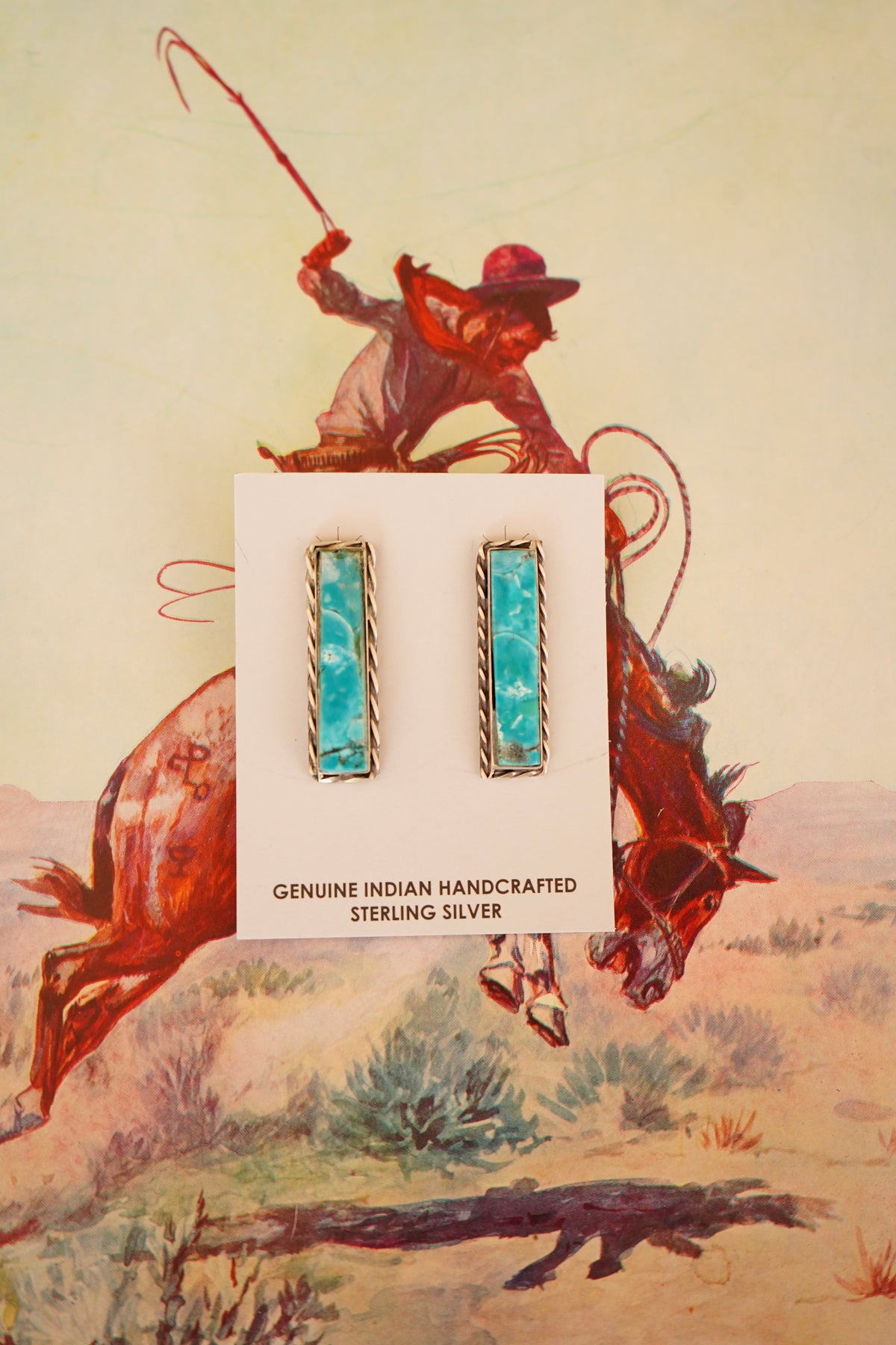 Steve Francisco Turquoise Bar Stud Earrings