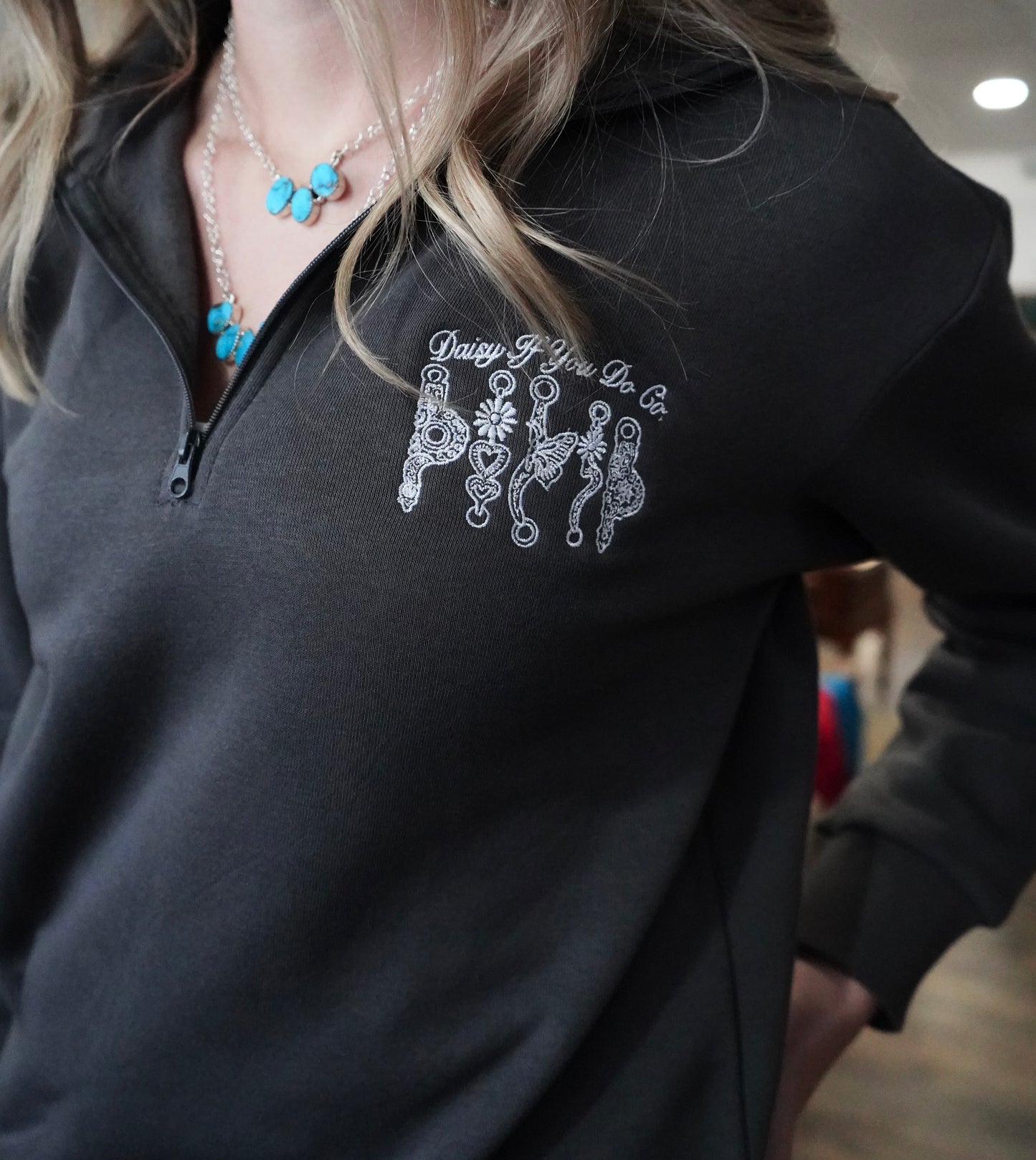 Gray Daisy Spade 1/4 Zip Pullover