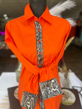 Load image into Gallery viewer, L - Snakeskin on Orange Cotton Button Down