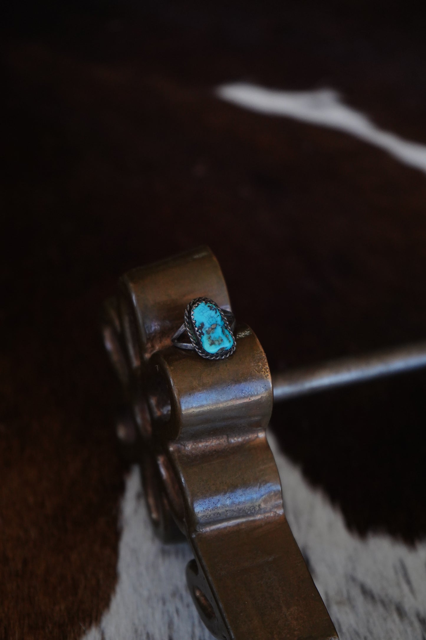 Vintage Kingman Turquoise Nugget Ring - Sz 5