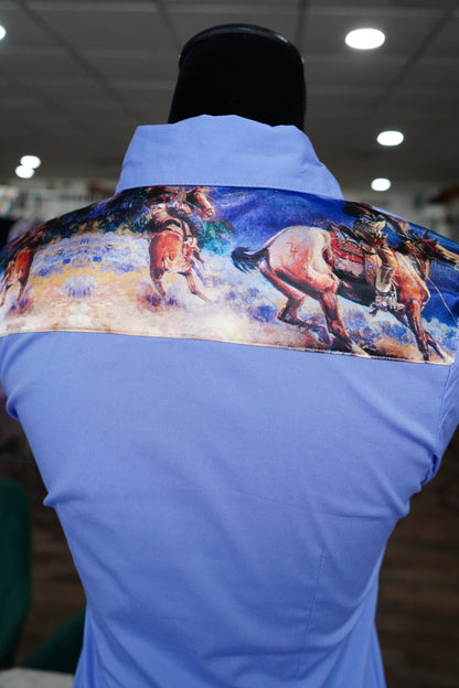 S - Northern Outlaws on Lilac Cotton Button Down