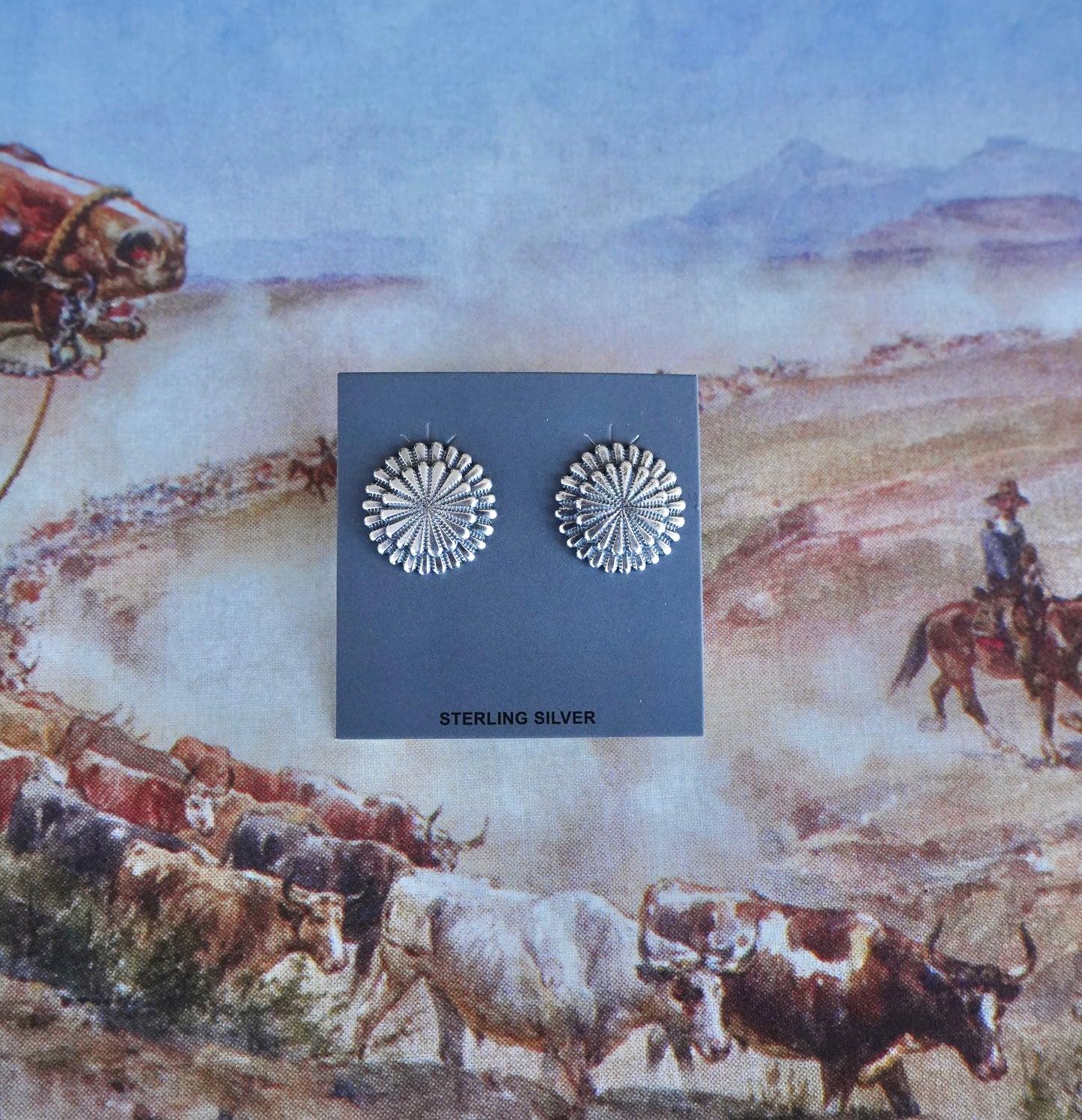 Rita Largo Sterling Silver Concho Stud Earrings