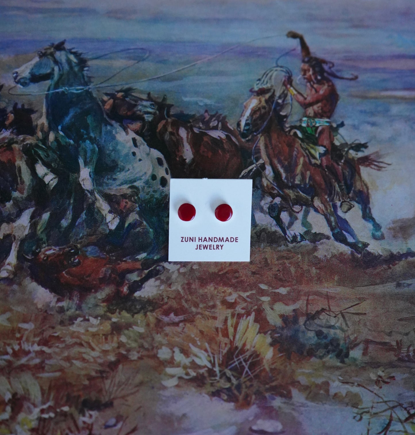 Dainty Zuni Round Turquoise Stud Earrings