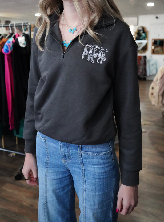 Gray Daisy Spade 1/4 Zip Pullover