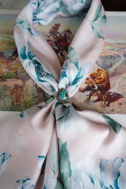 Pale Pink w/ Teal Floral DS Wild Rag