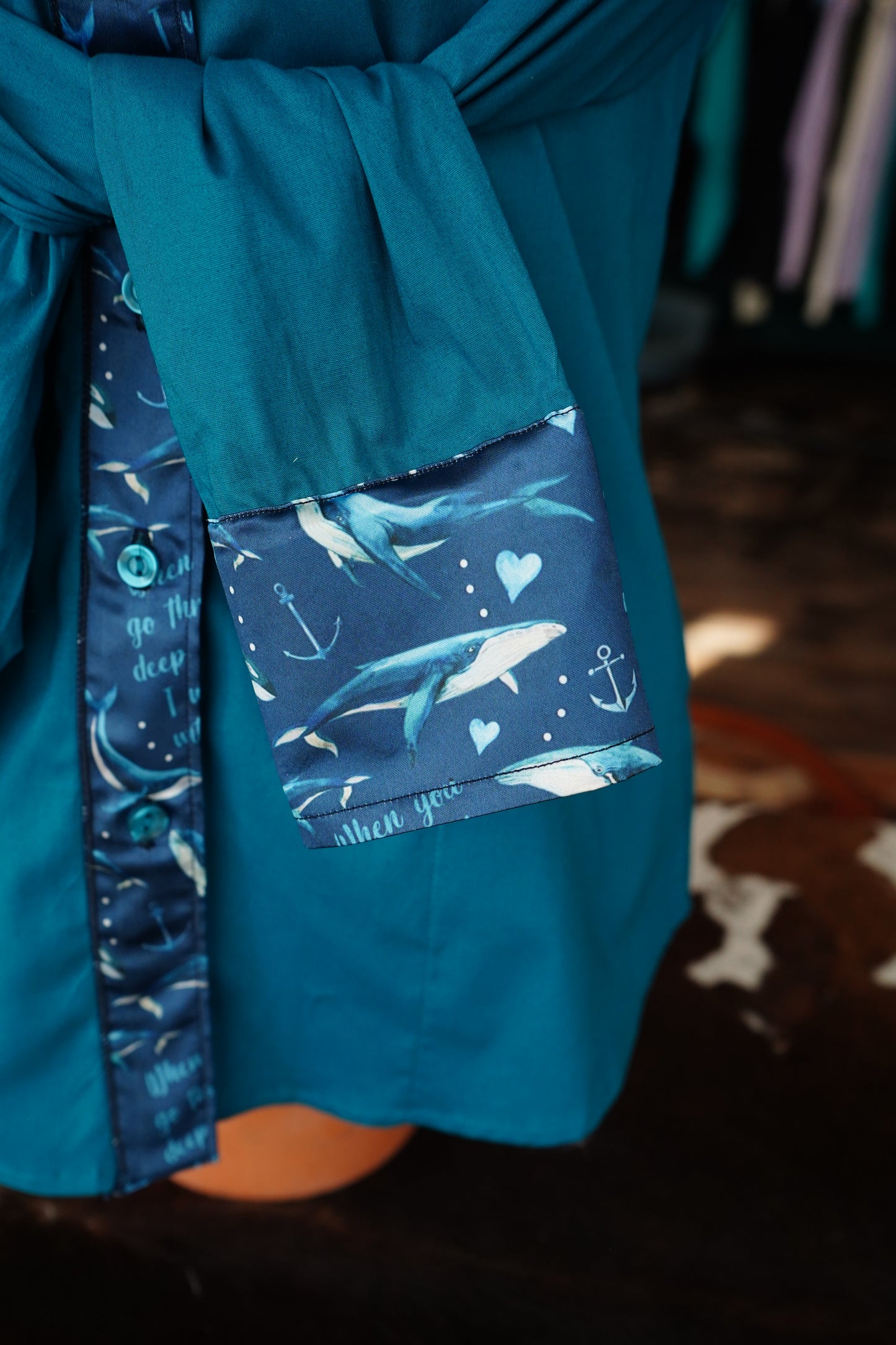 M - Isaiah 43:2 on Teal Cotton Button Down