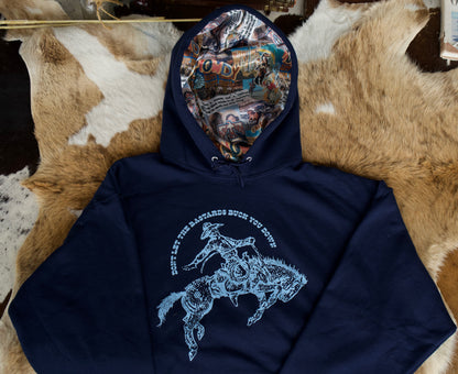 Navy Bucked Down Satin Lined Hoodies