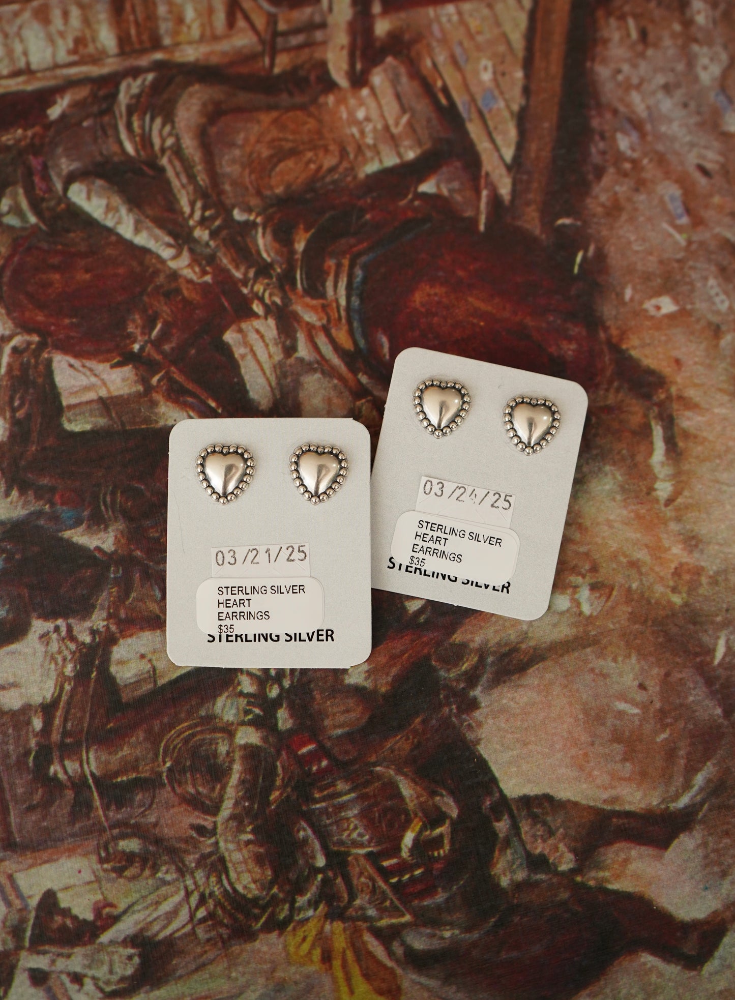 Sterling Silver Concho Stud Earrings