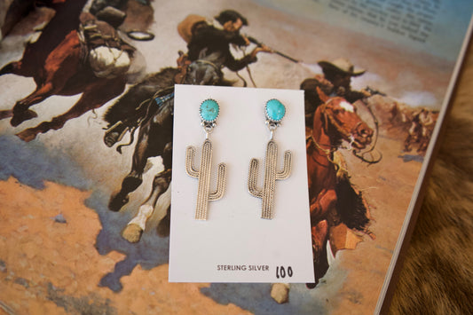 Turquoise Cactus Studs