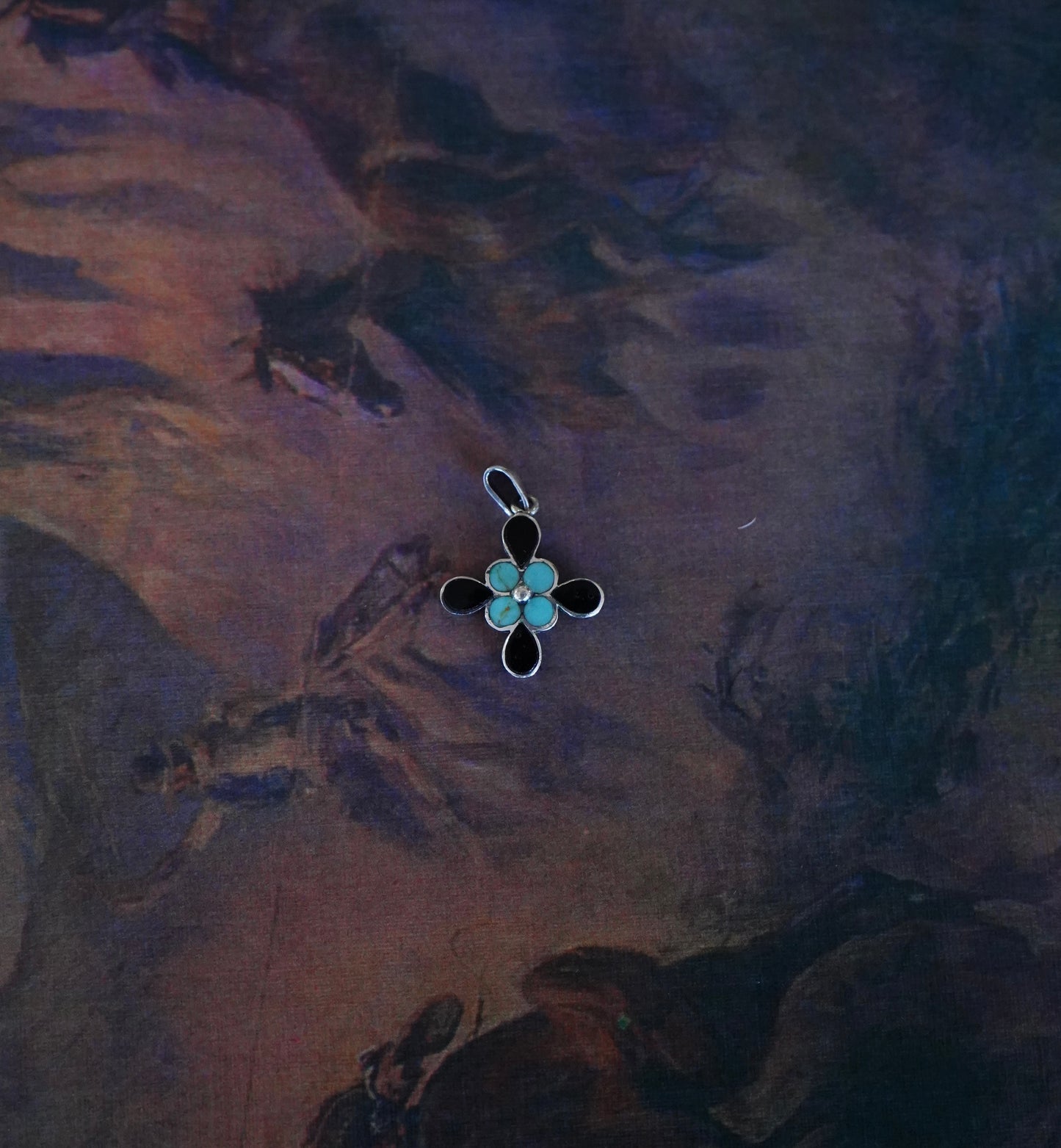 Black Onyx & Turquoise Star Pendant