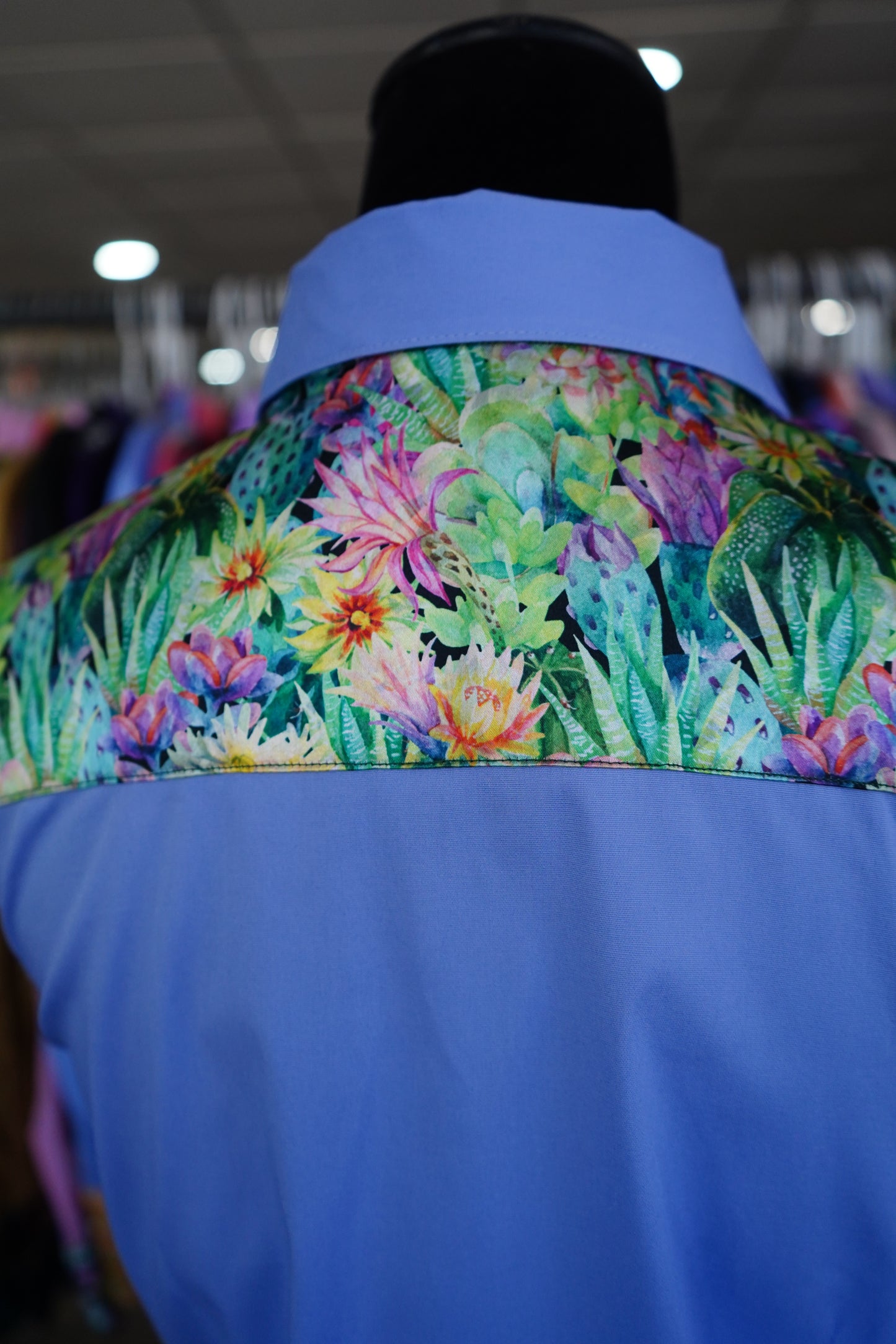 XL - Neon Blooming Cactus on Lilac Cotton Button Down