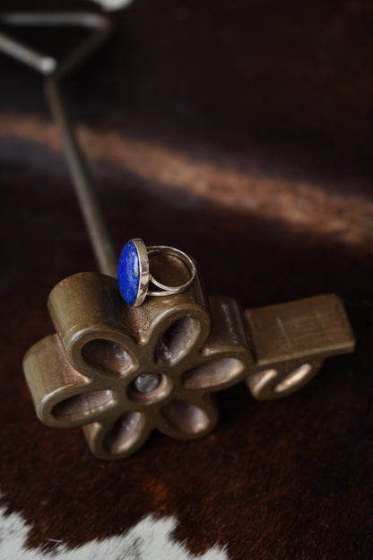 Oval Blue Lapis Ring - Sz 9