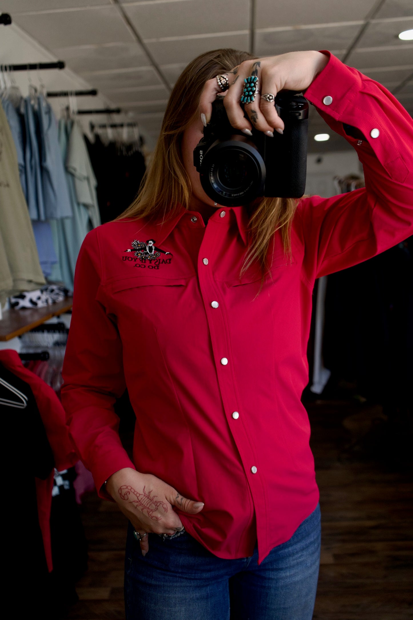 Daisy Gang Fishing Shirt - Hot Pink Long Sleeves