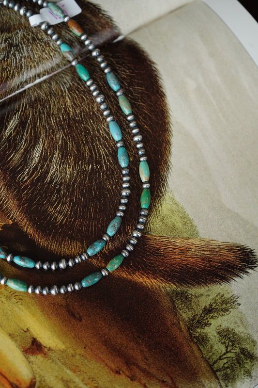Navajo Pearl w/ Turquoise Beads Necklace
